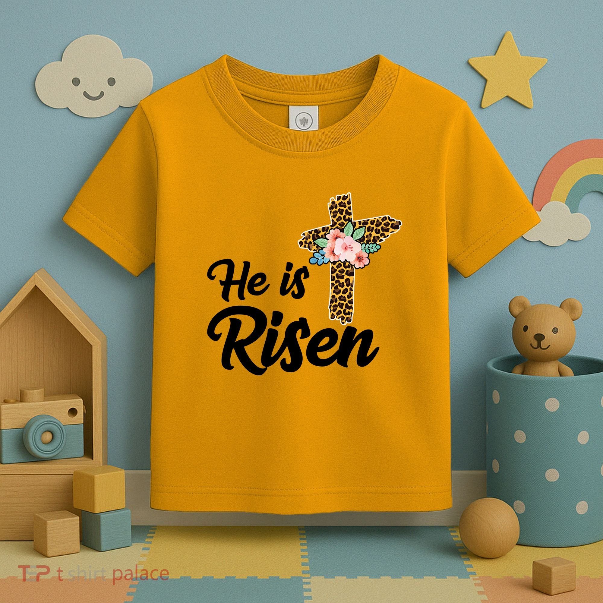 He Is Risen Jesus Christ Easter Cross Toddler T-Shirt