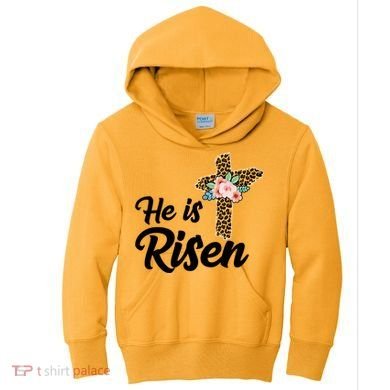 He Is Risen Jesus Christ Easter Cross Kids Hoodie
