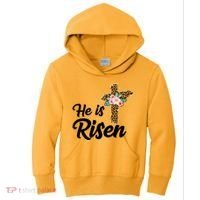 He Is Risen Jesus Christ Easter Cross Kids Hoodie thumb 0