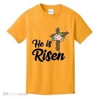 He Is Risen Jesus Christ Easter Cross Kids T-Shirt thumb 0