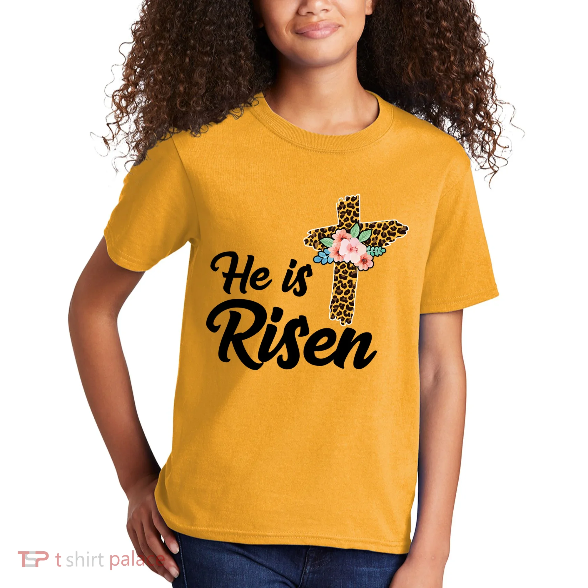 He Is Risen Jesus Christ Easter Cross Kids T-Shirt