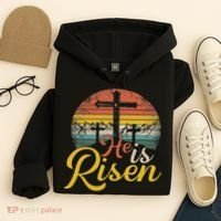 He Is Risen Christian Easter Jesus Hoodie thumb 4