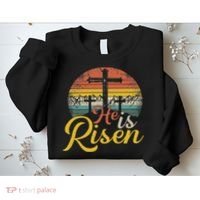 He Is Risen Christian Easter Jesus Sweatshirt thumb 2