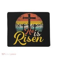 He Is Risen Christian Easter Jesus Mousepad thumb 0