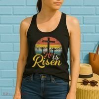 He Is Risen Christian Easter Jesus Women's Tank Top thumb 2
