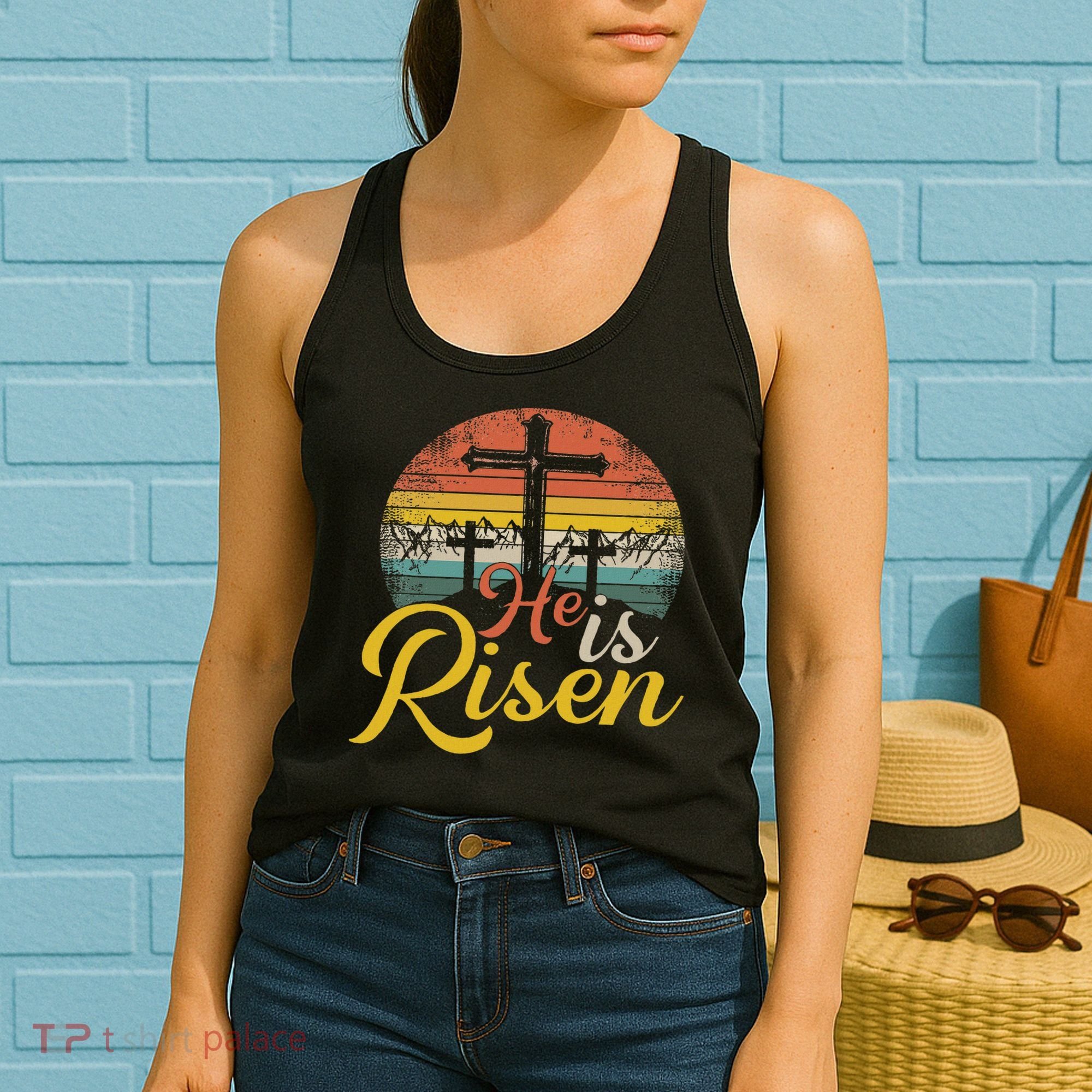 He Is Risen Christian Easter Jesus Women's Tank Top