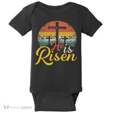 He Is Risen Christian Easter Jesus Baby Bodysuit