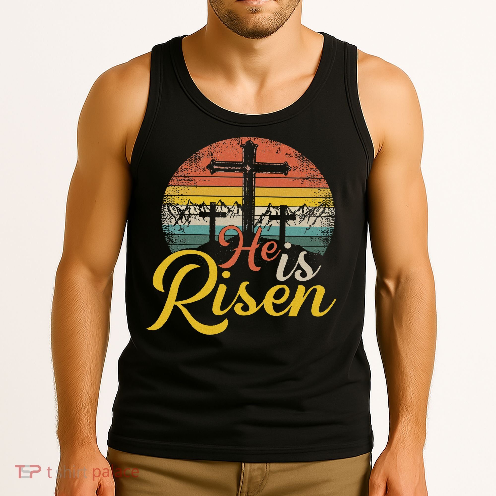 He Is Risen Christian Easter Jesus Tank Top
