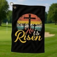 He Is Risen Christian Easter Jesus Golf Towel thumb 1