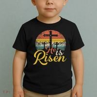 He Is Risen Christian Easter Jesus Toddler T-Shirt thumb 2