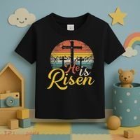 He Is Risen Christian Easter Jesus Toddler T-Shirt thumb 3