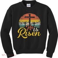 He Is Risen Christian Easter Jesus Kids Sweatshirt thumb 0