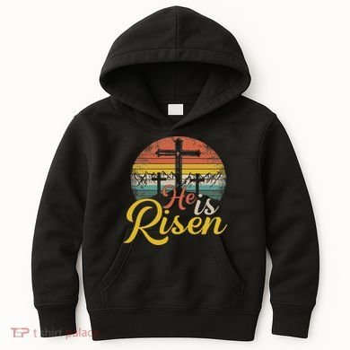 He Is Risen Christian Easter Jesus Kids Hoodie