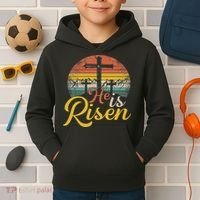 He Is Risen Christian Easter Jesus Kids Hoodie thumb 2