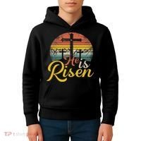 He Is Risen Christian Easter Jesus Kids Hoodie thumb 4