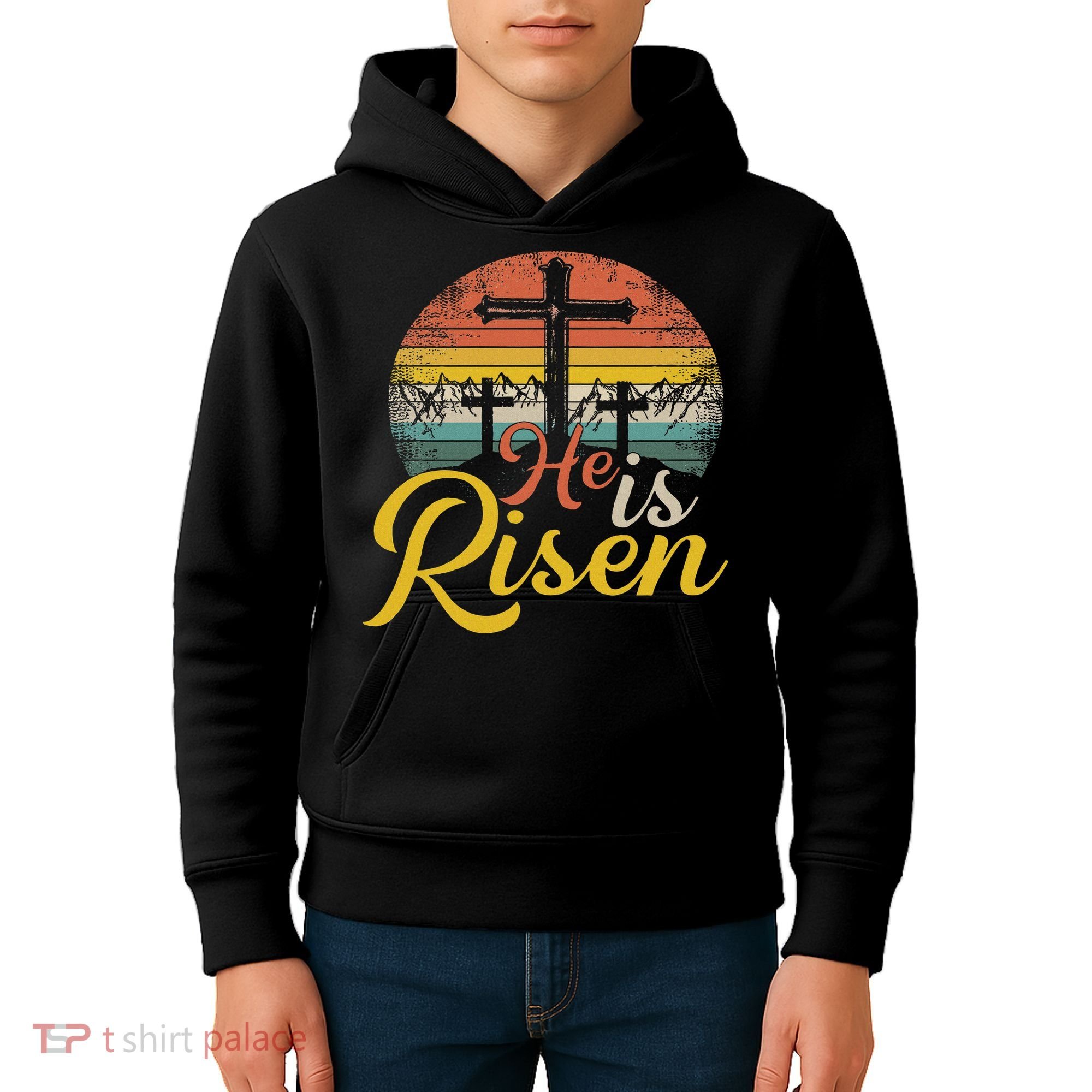He Is Risen Christian Easter Jesus Kids Hoodie