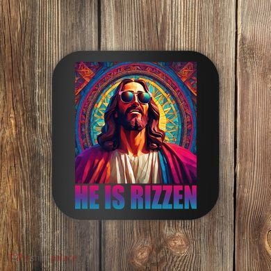 He Is Rizzen Jesus Portrait Risen Coaster