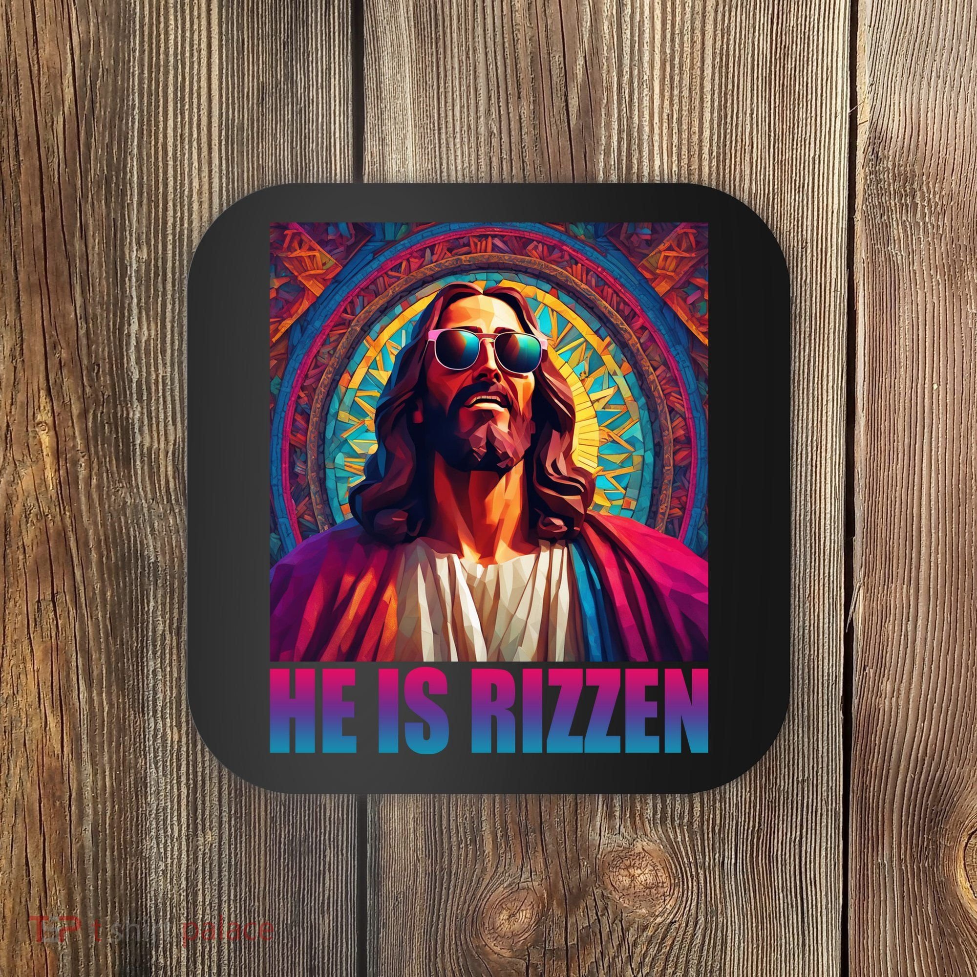 He Is Rizzen Jesus Portrait Risen Coaster