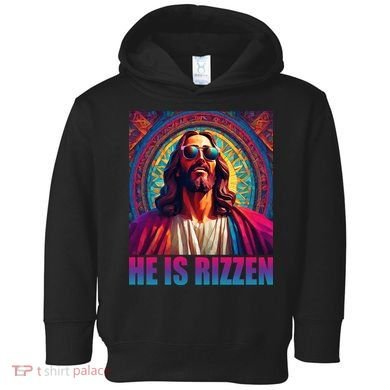 He Is Rizzen Jesus Portrait Risen Toddler Hoodie