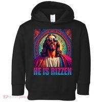 He Is Rizzen Jesus Portrait Risen Toddler Hoodie thumb 0