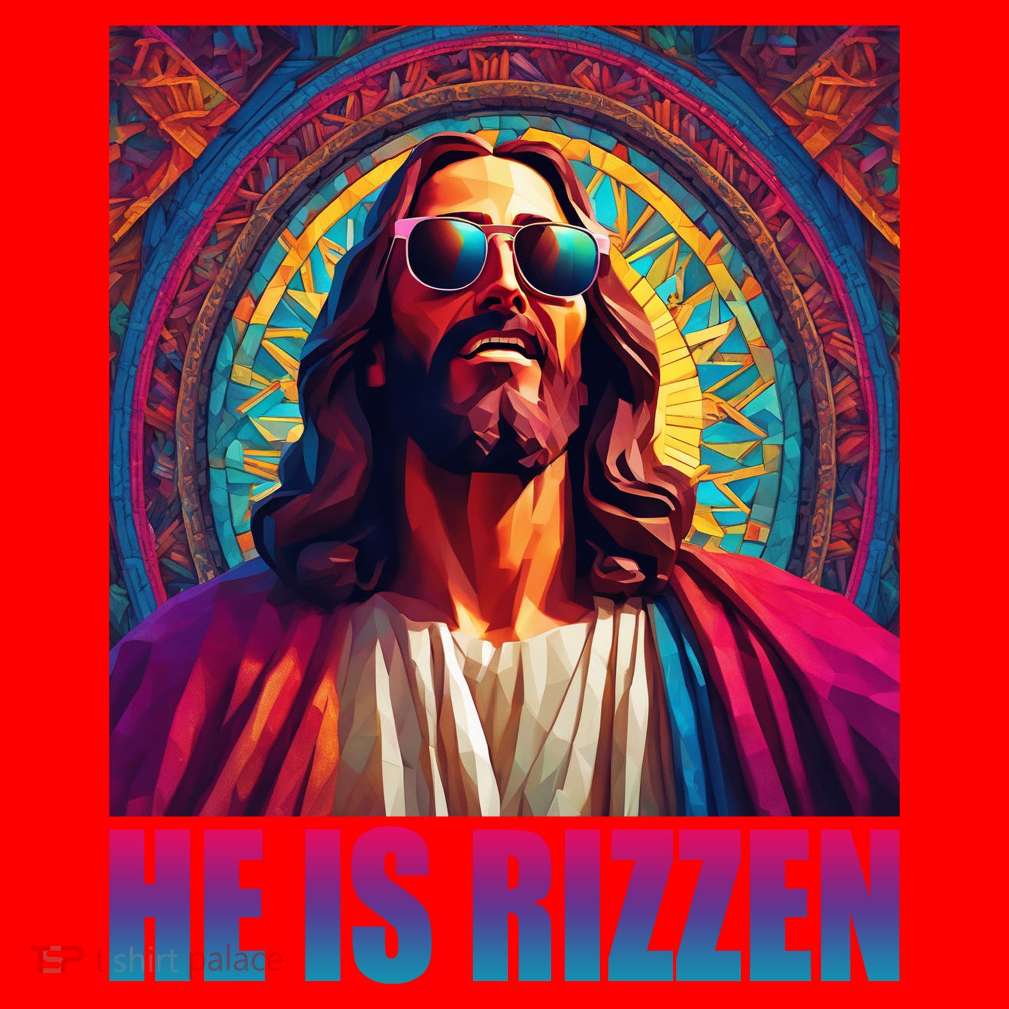 He Is Rizzen Jesus Portrait Risen Santa Hat