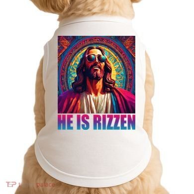 He Is Rizzen Jesus Portrait Risen Doggie Tank