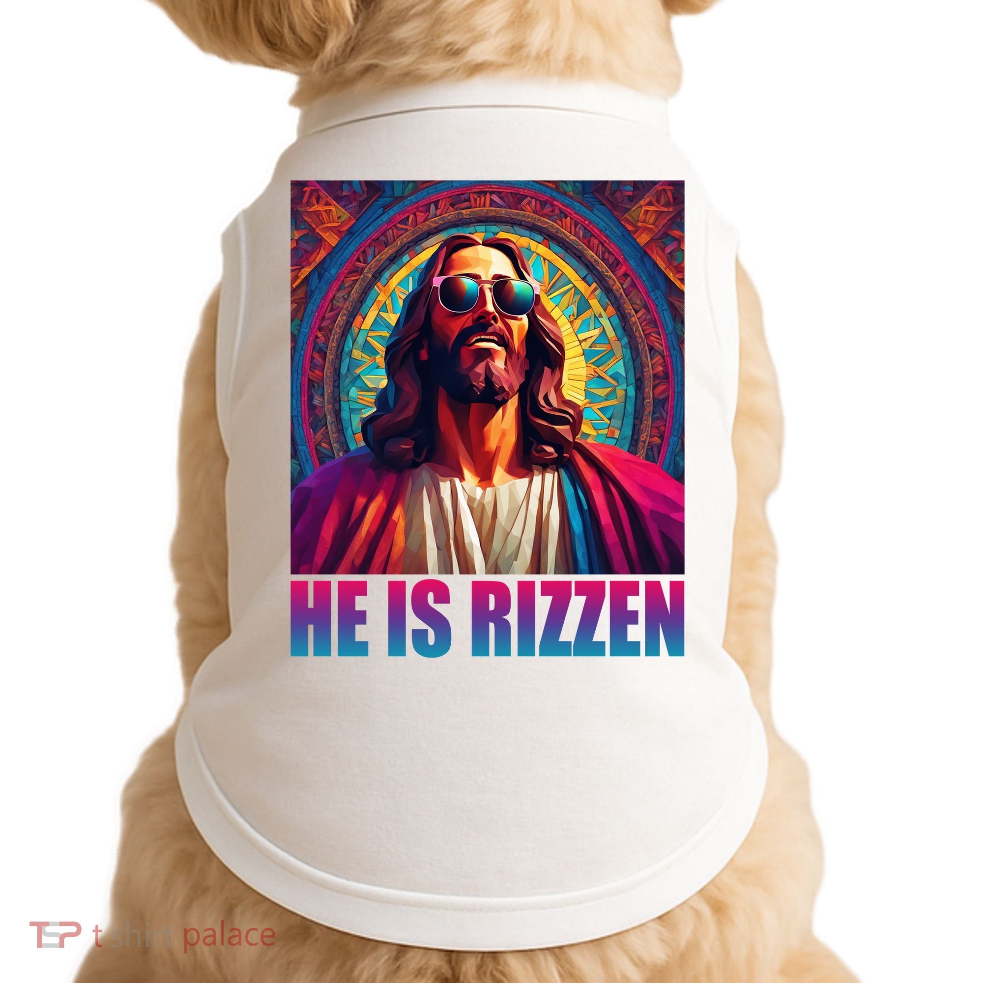 He Is Rizzen Jesus Portrait Risen Doggie Tank