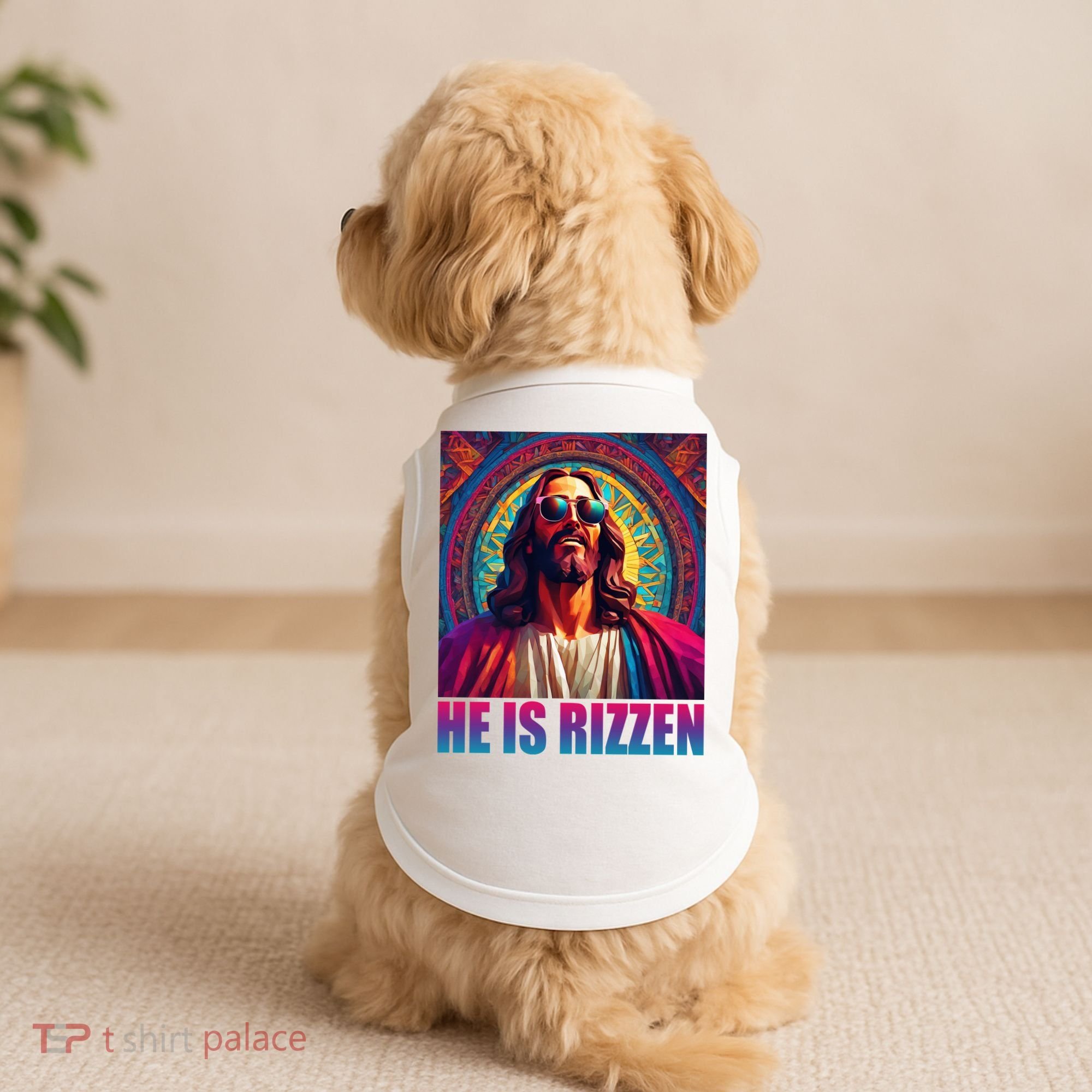 He Is Rizzen Jesus Portrait Risen Doggie Tank