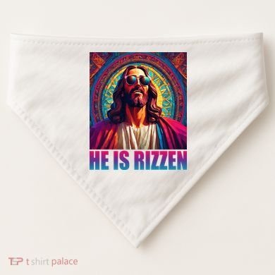He Is Rizzen Jesus Portrait Risen USA-Made Doggie Bandana
