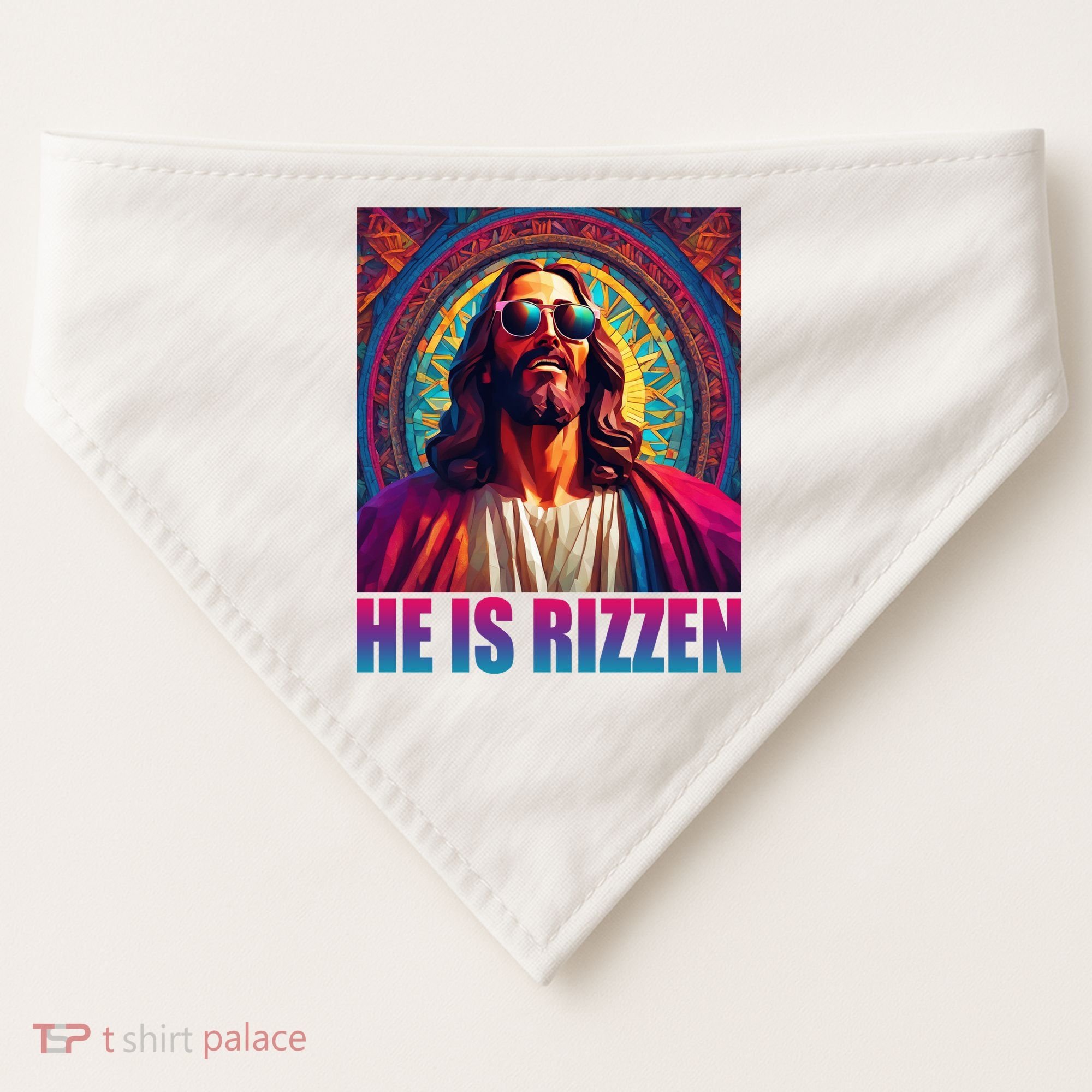 He Is Rizzen Jesus Portrait Risen USA-Made Doggie Bandana