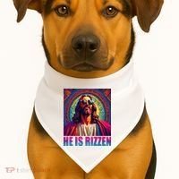 He Is Rizzen Jesus Portrait Risen USA-Made Doggie Bandana thumb 1