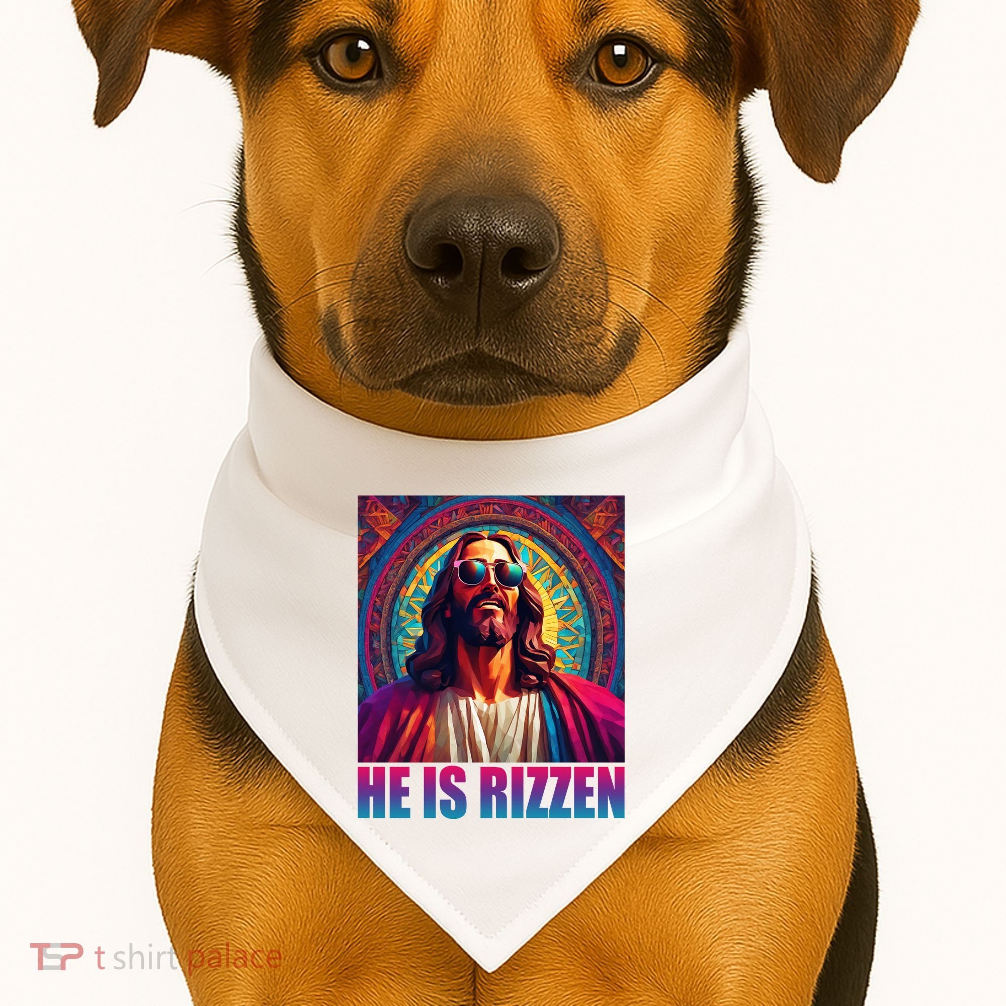 He Is Rizzen Jesus Portrait Risen USA-Made Doggie Bandana