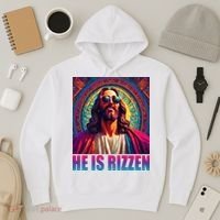 He Is Rizzen Jesus Portrait Risen Hoodie thumb 3