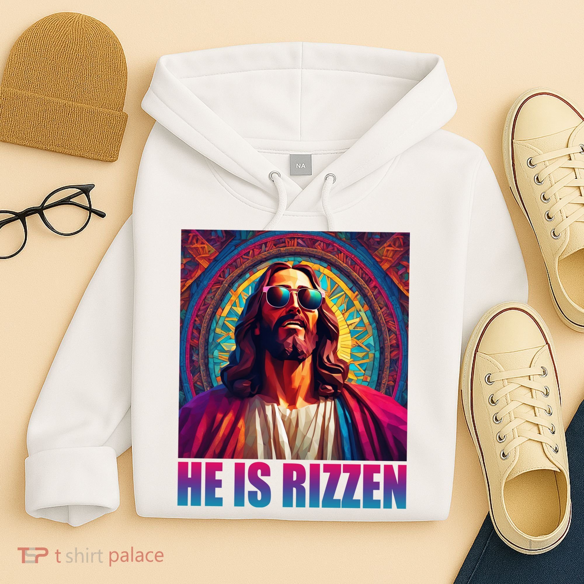 He Is Rizzen Jesus Portrait Risen Hoodie