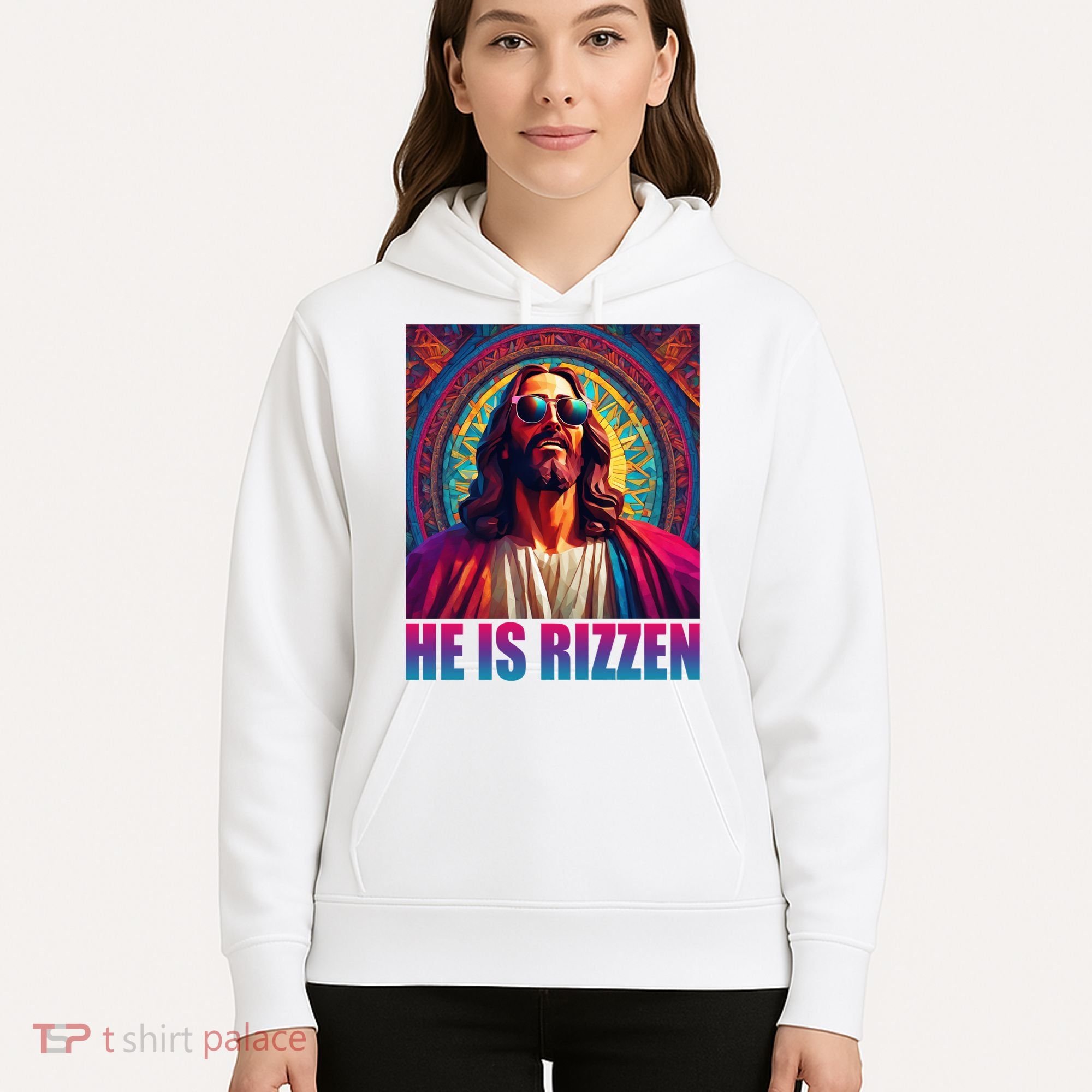 He Is Rizzen Jesus Portrait Risen Hoodie