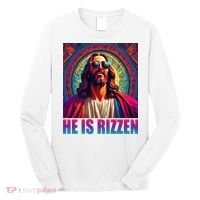 He Is Rizzen Jesus Portrait Risen Long Sleeve Shirt thumb 0