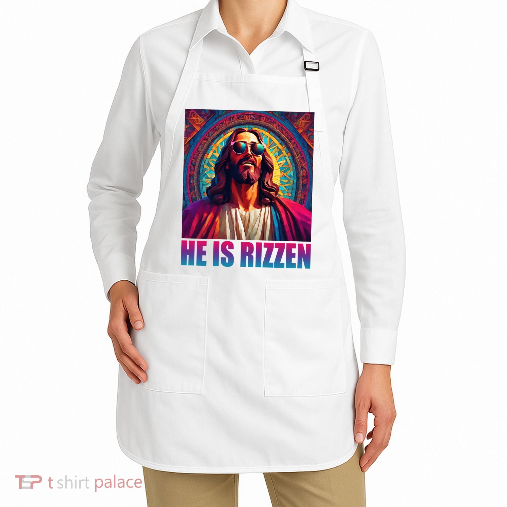 He Is Rizzen Jesus Portrait Risen Apron