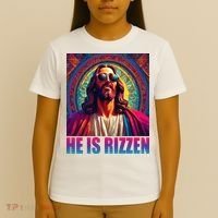 He Is Rizzen Jesus Portrait Risen T-Shirt thumb 4