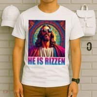 He Is Rizzen Jesus Portrait Risen T-Shirt thumb 6