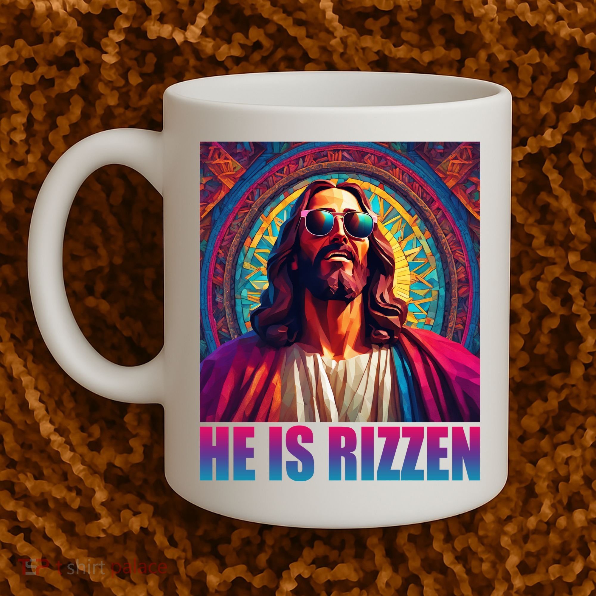 He Is Rizzen Jesus Portrait Risen Coffee Mug
