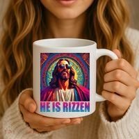 He Is Rizzen Jesus Portrait Risen Coffee Mug thumb 3