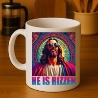 He Is Rizzen Jesus Portrait Risen Coffee Mug thumb 4