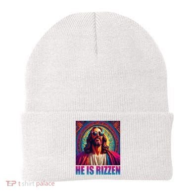 He Is Rizzen Jesus Portrait Risen Beanie