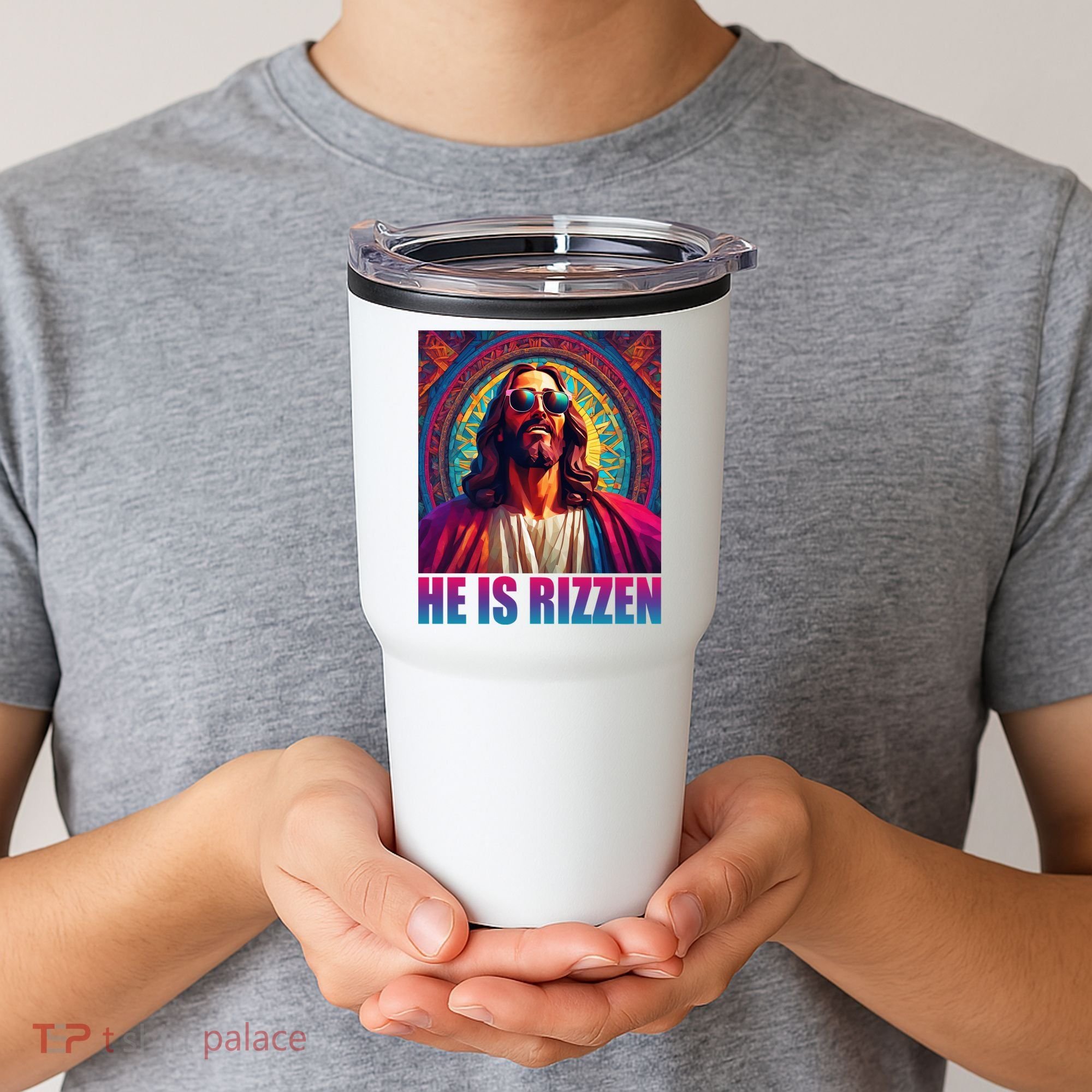 He Is Rizzen Jesus Portrait Risen Tumbler