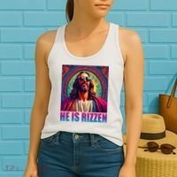 He Is Rizzen Jesus Portrait Risen Women's Tank Top thumb 2