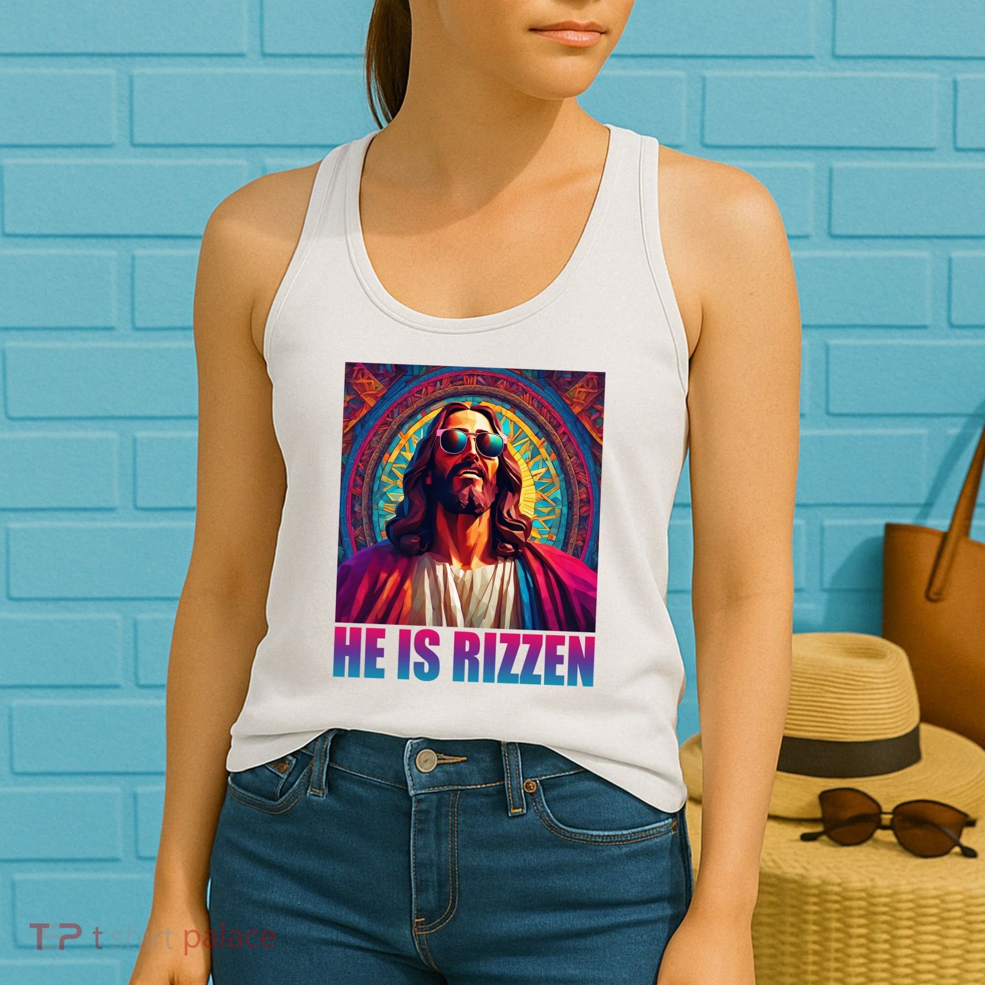 He Is Rizzen Jesus Portrait Risen Women's Tank Top