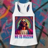 He Is Rizzen Jesus Portrait Risen Women's Tank Top thumb 3