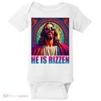 He Is Rizzen Jesus Portrait Risen Baby Bodysuit thumb 0