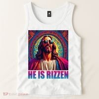 He Is Rizzen Jesus Portrait Risen Tank Top thumb 2
