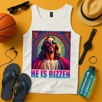 He Is Rizzen Jesus Portrait Risen Tank Top thumb 4